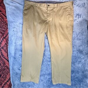 Perry Ellis Men’s 46x30 Khaki Flat Front Chino Dress Pants Beige Casual Trousers